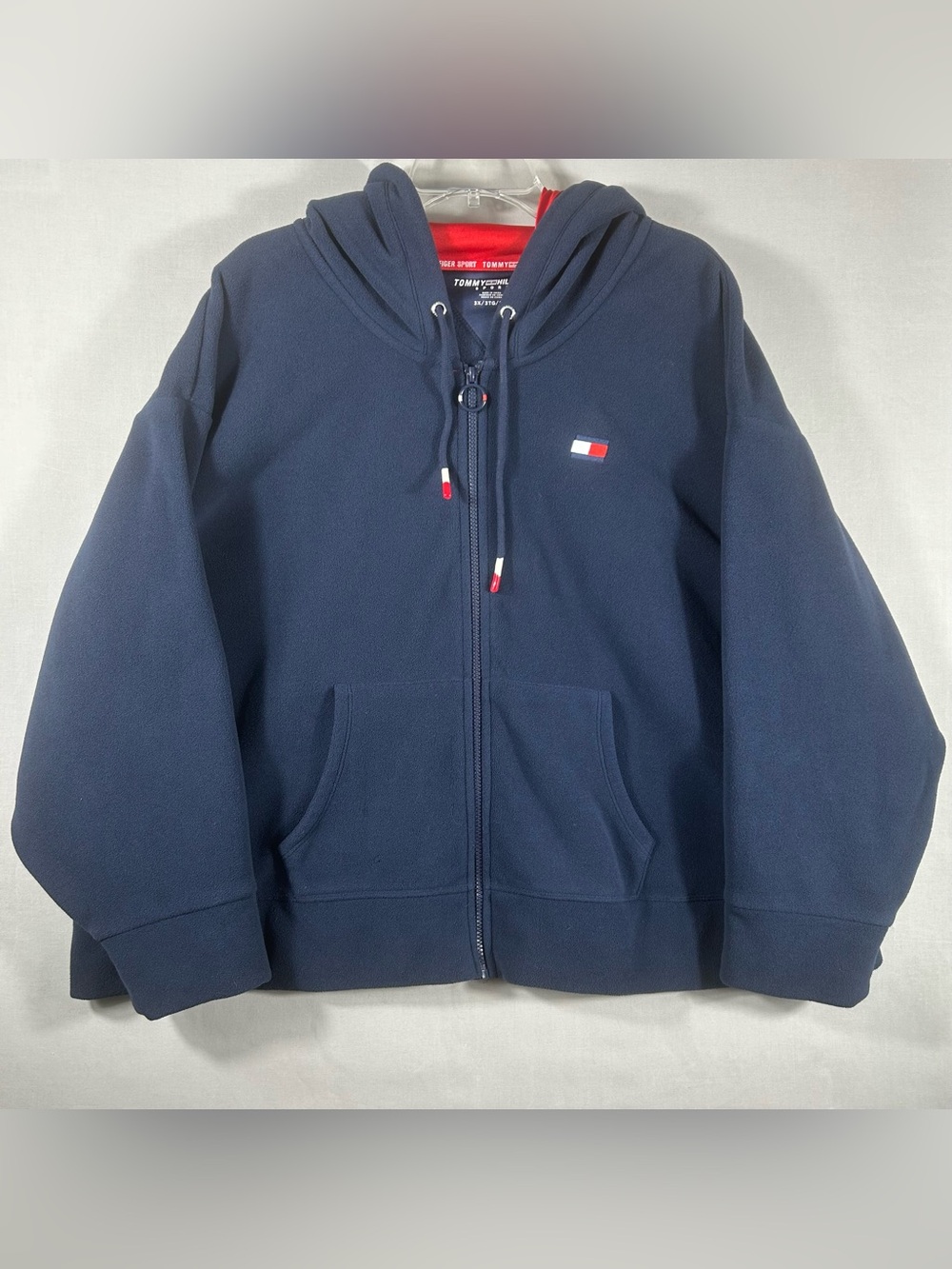 Tommy Hilfiger Hoodie Men’s 3X Sport Fleece Sewn Logo Flag Hood Full Zip Jacket